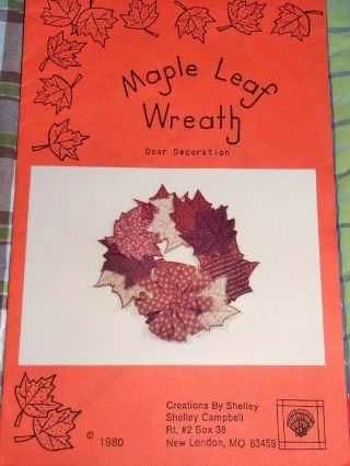 Creations By Shelley Soft Sculpture Maple Leaf Autumn Door Wreath Vtg Pattern Uc
