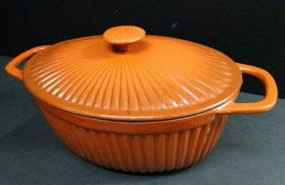 Paula Deen 5 - Quart Cast Iron Dutch Oven Roasting Pot,  Enameled With Lid,  Orange