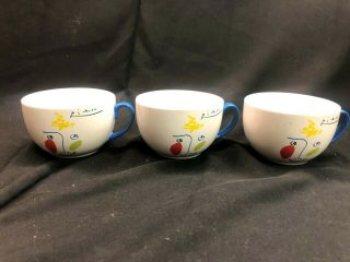 Vintage Picasso Coffee Cup Mug Set Of 3 “the Washerwoman 1962”,  Pablo Picasso