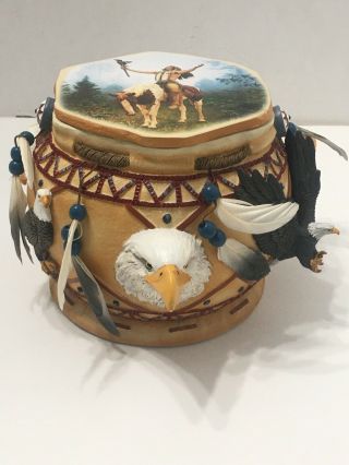 Bradford Exchange " The Spirit Of The Eagle " Sacred Keepsake Box,  Indian,  Horse