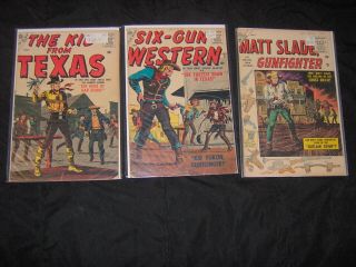 Vintage Atlas Western Comics,  Matt Slade 1,  Kid From Texas 1,  Six Gun Western 1