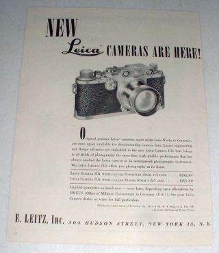 1947 Leica Iiic Camera Ad - Cameras Are Here