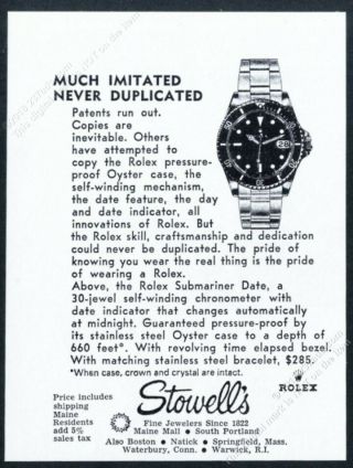 1972 Rolex Submariner Date Watch Photo Stowell 