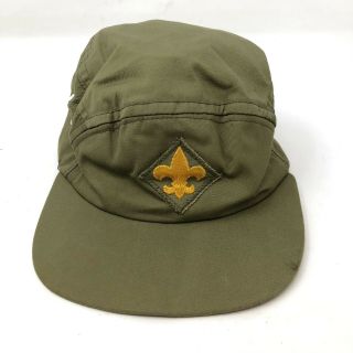 Vintage Boy Scouts Of America Sewn Patch Green Bsa Cap Hat Strapback Small A5b