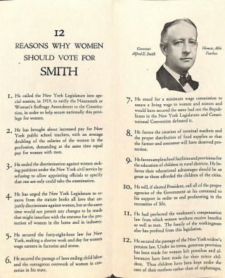 1928 Set Of 2 Fliers For Al Smith For President Includes One For Women