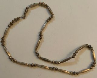 Vintage Indian Native American Silver Bead Necklace 22”