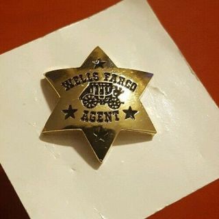 Wells Fargo Agent Badge Gold Toned Lapel Tie Pin Collectible