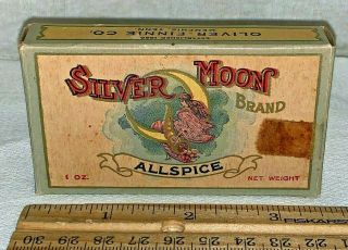 Antique Silver Moon Allspice Spice Box N/ Tin Can Memphis Tn Grocery Store Old