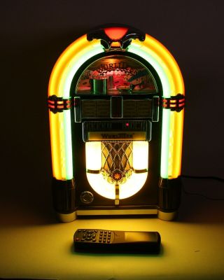 Wurlitzer Wr - 18 Cd/fm Radio W/ Remote.  Bubbler & Lights Thru Tubes 12x9x18