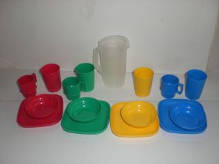 Tupperware Tuppertoys Mini Toy Dishes Set Tumblers Plates Bowls Cups Pitcher