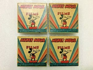 Vintage Walt Disney Mickey Mouse & Silly Symphony Cartoons 8mm Films Qty - 4
