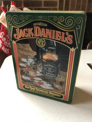 Jack Daniels Vintage Decorative Tin Box With 2 Shot Glasses