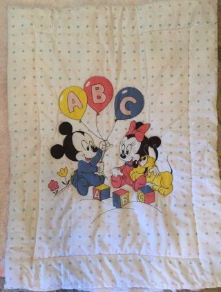 Dundee Vtg Mickey Mouse Minnie Disney Pluto Baby Blanket Crib Comforter Block