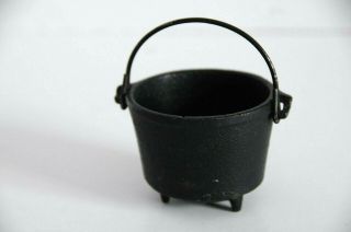 Vintage Black Cast Iron Mini Cauldron Kettle Bucket Pot Footed Canada Forge