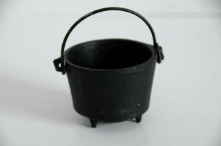 Vintage Black Cast Iron Mini Cauldron Kettle Bucket Pot Footed Canada Forge 2