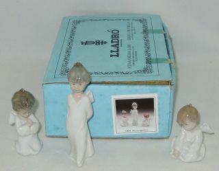 Lladro Limited Edition Nativity 1604 " Angels Ornaments Set Of 3 " W/original Box