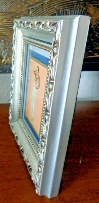 Art Deco Vargas Pinup Playing card Ornate Silver Wood Easel Back Frame 5 x 7 