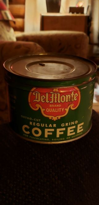 Vintage Del Monte Coffee Tin Can 1 Lb Great Color & Graphics