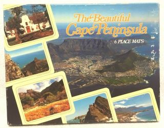 Cape Peninsula South Africa 6 Place Mats Cork Back Rectangle Art Publishers Vtg