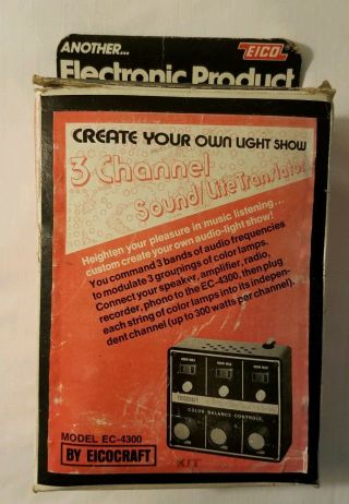 Vintage 3 Channel Sound Lite Translator Eicocraft Ec - 4300 Light Show