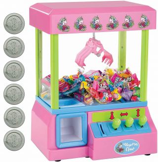 Unicorn Mini Claw Machine - Retro Grabber Arcade Game For Kids Treats Catcher