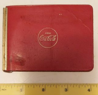 Rare Vintage " Drink Coca - Cola " Red Leather Billfold - Very Good