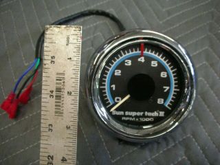 Vintage Sun Tach 2 Tachometer Ii W/ Mounting Bracket 8000 Rpm