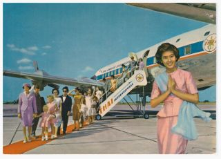 Airline Issued Postcard - Thai International Douglas Dc - 6