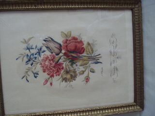 VINTAGE IBF CO.  PRINTS FRAMED IN WOOD WITH GLASS FLORALS 3,  5 J/M 2