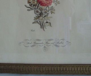 VINTAGE IBF CO.  PRINTS FRAMED IN WOOD WITH GLASS FLORALS 3,  5 J/M 3