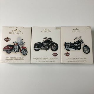 3 Hallmark Keepsake Christmas Ornaments Harley Davidson Motorcycles