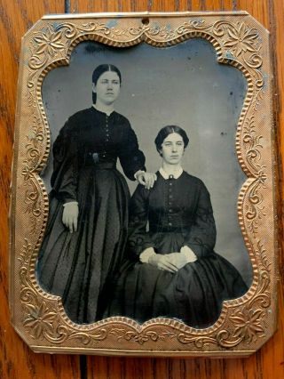 Quarter - Plate Tintype: Two Women Seated Facing Camera Holmes Booth & Haydens