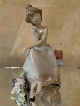 Lladro 5466 " Chit Chat " Girl On Telephone With Dalmatian 8 " Figurine No Box