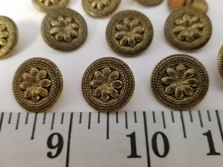 Vintage Buttons Set Of 12 Brass Gold Metal Tuz2452 Last