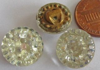 15 Vintage German Glass 13mm Clear Round Nubby Buttons