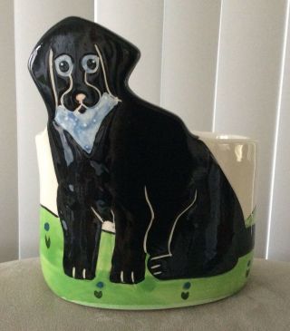 Ceramic Black Lab Dog Oval Planter - Andrea West For Sigma The Tastesetter