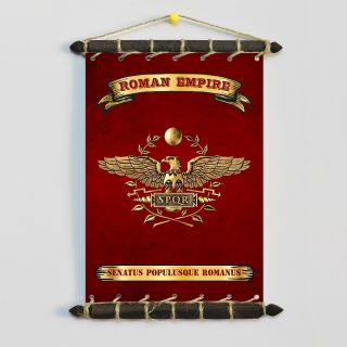 Roman Empire Flag,  Coat Of Arms Set 5in1: Banner Sticker Pennant Postcard Magnet