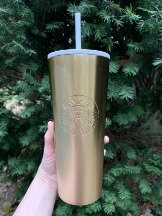 Holiday Starbucks Gold 24oz Tumbler,  Rare Limited Edition Stainless Steel
