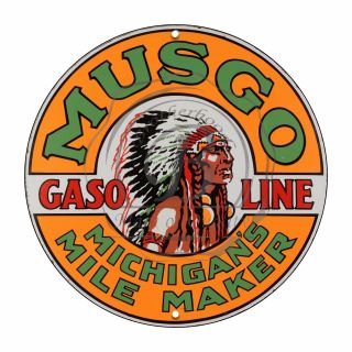 Vintage Design Sign Metal Decor Gas And Oil Sign - Musgo Michigan 