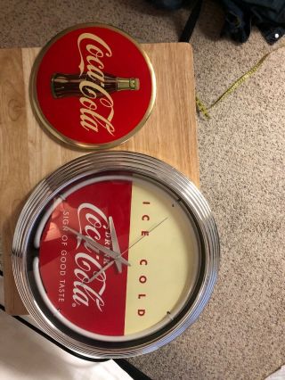 Vintage Style Coca Cola Wall Clock And Sign