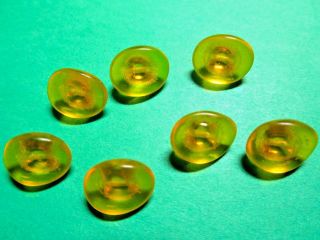 (7) Vintage 3/8 " X 1/2 " Oval Czech Yellow Glass Shank Baby Doll Buttons (f711)