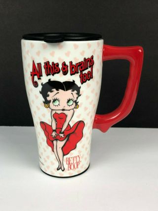 Betty Boop Ceramic Travel Coffee Mug 11924 Spoontiques 2007 " All This & Brains - "