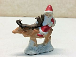 Vintage German Snowbaby Germany Santa Sitting On A Reindeer