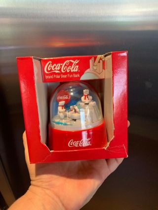 Coca - Cola Brand Polar Bear Phone Bank Snow Globe