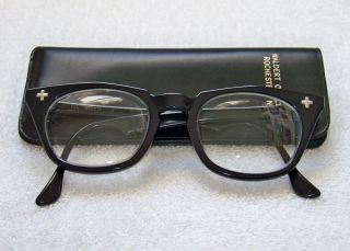 Vintage B&l Safety Black Retro Bausch & Lomb 50❏22 6 " Temple Eye Glass Frames