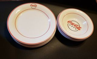 1997 Coca Cola Dinner Plates & Salad Bowls - Set Of 4 Each
