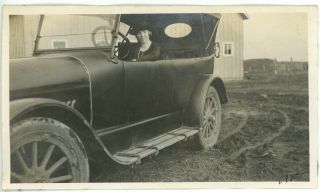 1920 Photo Ia Iowa Sac City Flapper Girl Elma Hawks Corderman Driving Automobile