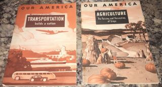 1943 Coca - Cola Our America Transportation/agriculture Booklets W/unused Stamps