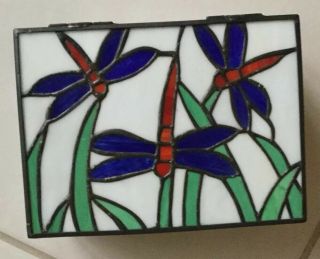 Large Stained Glass Hand Made Stained Decorative Box 9.  5”x 6.  25” X 3.  5” One Only