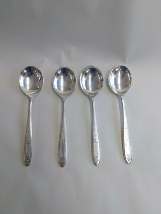 4 Oneida Community Plate Grosvenor Silverplate Gumbo Soup Spoons No Monogram